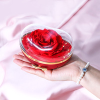Boîte cadeau créative en forme de cœur avec rose éternelle et tiroir à bijoux dissimulé, boîte à bague de fiançailles de luxe légère pour la Saint-Valentin
