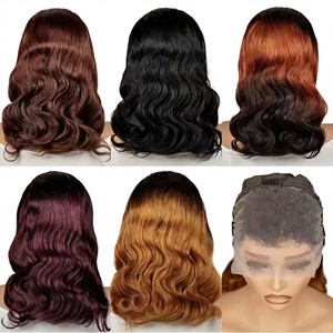 โปรโมชั่น $45 วิกผมบ๊อบแบบลูกไม้เต็มศีรษะ 13x4  แบบ Body Wave ขนาด 16 นิ้ว วิกผมบ๊อบหลากสี 100% ผมแท้ ขายดี ราคาส่ง - Product Image 1