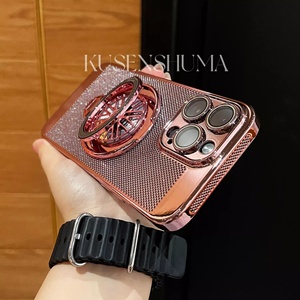 Coques de télé<span class=keywords><strong>phone</strong></span> électroplaquées avec support pliable rotatif à gyroscope pour dissipation thermique, vente en gros pour iPhone 16 - Product Image 6