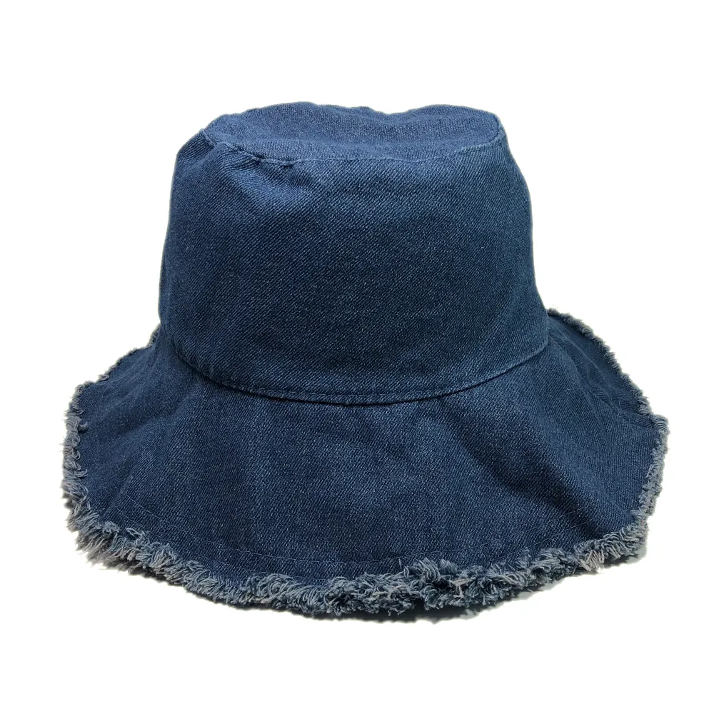Unisex adulti blu angosciato cappello di jeans a prova di vento primavera all'aperto pescatore bianco stile stile denim cappello a secchiello personalizzato