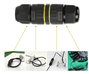Conector de EW-M16 resistente al agua IP68, resistente al agua, macho, de empuje, tornillo automotriz, negro fijo - Product Image 5