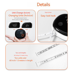 Règle à ruban électrique rechargeable <span class=keywords><strong>LED</strong></span> HD multifonctionnelle pour écran roulant, outil de mesure du corps, métrique en plastique et acier - Product Image 5