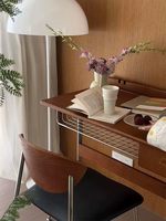 Bureau d'écriture de style nordique, bureau de loisirs vintage en bois massif, coiffeuse tout-en-un avec rangement pour la maison et les chambres