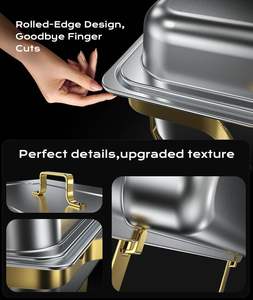 WINNERS Réchaud buffet moderne Bain-marie rectangulaire en acier inoxydable Chauffe-plat à alcool avec support pliable - Product Image 3