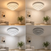 Plafonnier Facetté en Cristal Facile à Installer 330mm, 3 Modes de Couleur (3000K, 4500K, 6000K), Sans Scintillement, Protection Oculaire, pour Chambre à Coucher