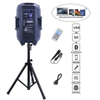 Sistema de Karaoke con Subwoofer de 400W y 15 Pulgadas, Altavoz Inalámbrico BT, Pantalla LCD, Luces LED para Fiestas, Soporte, Micrófono, Batería, Bocina Parlante