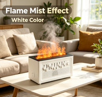 Diffuseur d'arômes à brume flamme, humidificateur ultrasonique, humidistat, purificateur d'air LED de table, 3 couleurs, aromathérapie domestique, minuterie silencieuse