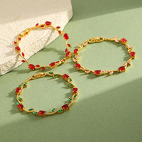 Bracelet à maillons gourmette Dreamidea en cuivre hypoallergénique, série fleur rose épaisse multicolore, bijoux en gros