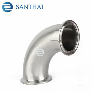 SANTHAI Marque Sanitaire SS304 SS316L En Acier Inoxydable SMS,3A, Dn25 Tri Pince/Soudure, filetage à 90 degrés de Coude De Tuyau de bonne qualité - Product Image 4
