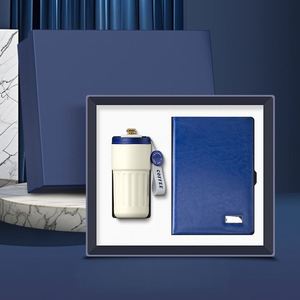 Ensemble cadeau d'affaires personnalisé 3-en-1 : carnet en papier fait main, couverture en cuir, tasse à café, stylo – Cadeau promotionnel de luxe imprimé UV - Product Image 1