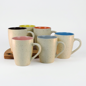 แก้วกาแฟเซรามิกมีหูจับเคลือบลายจุด 12 ออนซ์ ภาชนะเครื่องดื่มสไตล์นอร์ดิกสำหรับบ้าน สำนักงาน โรงแรม - Product Image 4