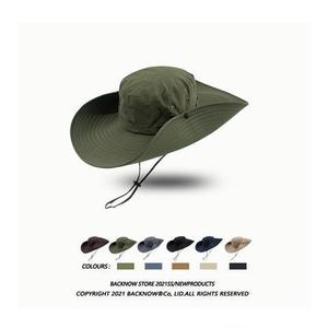 Summer Quick-dry Outdoor Waterproof <b>Sunscreen</b> Sun Hat Fishing Hat Cap Men Boonie Bucket Hats With String - Product Image 5