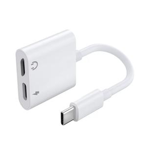 Adaptateur audio et de charge 2-en-1 double USB Type-C avec prise casque 3,5 mm pour téléphone portable et ordinateur portable, protection OTP - Product Image 1