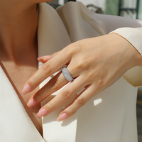 Anello in Moissanite di Colore D VVS1 di Qualità Superiore, Anello di Lusso in Argento Sterling 925 per Donna, Anello con Gemma e Incastonatura a Pavé