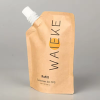 Sac de recharge écologique pochette à bec en papier kraft compostable pochettes d'emballage pour shampoing liquide