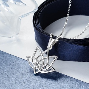 925 joyas <span class=keywords><strong>de</strong></span> plata esterlina <span class=keywords><strong>om</strong></span> loto flor colgante collar - Product Image 3