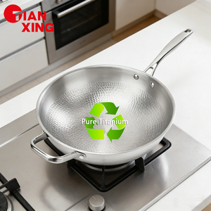 TIANXING Padella Premium in Titanio Puro con Rivestimento Antiaderente, Padella Martellata in Titanio Senza Rivestimento, Grande Wok Professionale Compatibile con Induzione - Product Image 2