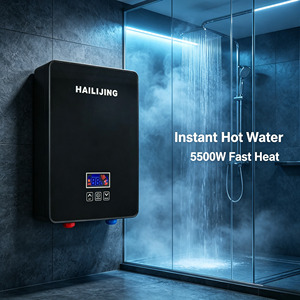 Chauffe-eau électrique instantané 5500W, classe <span class=keywords><strong>d</strong></span>'efficacité énergétique, commande tactile, <span class=keywords><strong>chauffage</strong></span> rapide intelligent, autoportant, IPX4, pour extérieur et usage domestique - Product Image 2