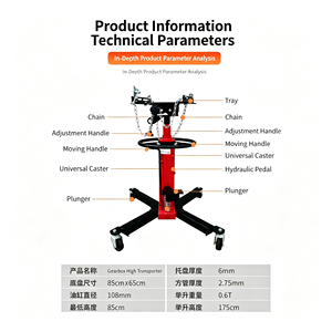EFON Gato hidráulico de 1 tonelada para caja de cambios de acero de alta resistencia, elevador de transmisión con brazos de soporte ajustables y ruedas con bloqueo, profesional para automoción - Product Image 2