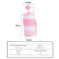 Mug isotherme en acier inoxydable à double paroi pour enfants, motif dessin animé mignon, 550 ml, avec paille, portable pour l'extérieur, anti-fuite, sans BPA, maintien au chaud 6-12 heures