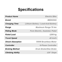 Scooter électrique pour adultes à 6 vitesses et double suspension, scooter électrique biplace 500W, approvisionnement direct de l'usine chinoise