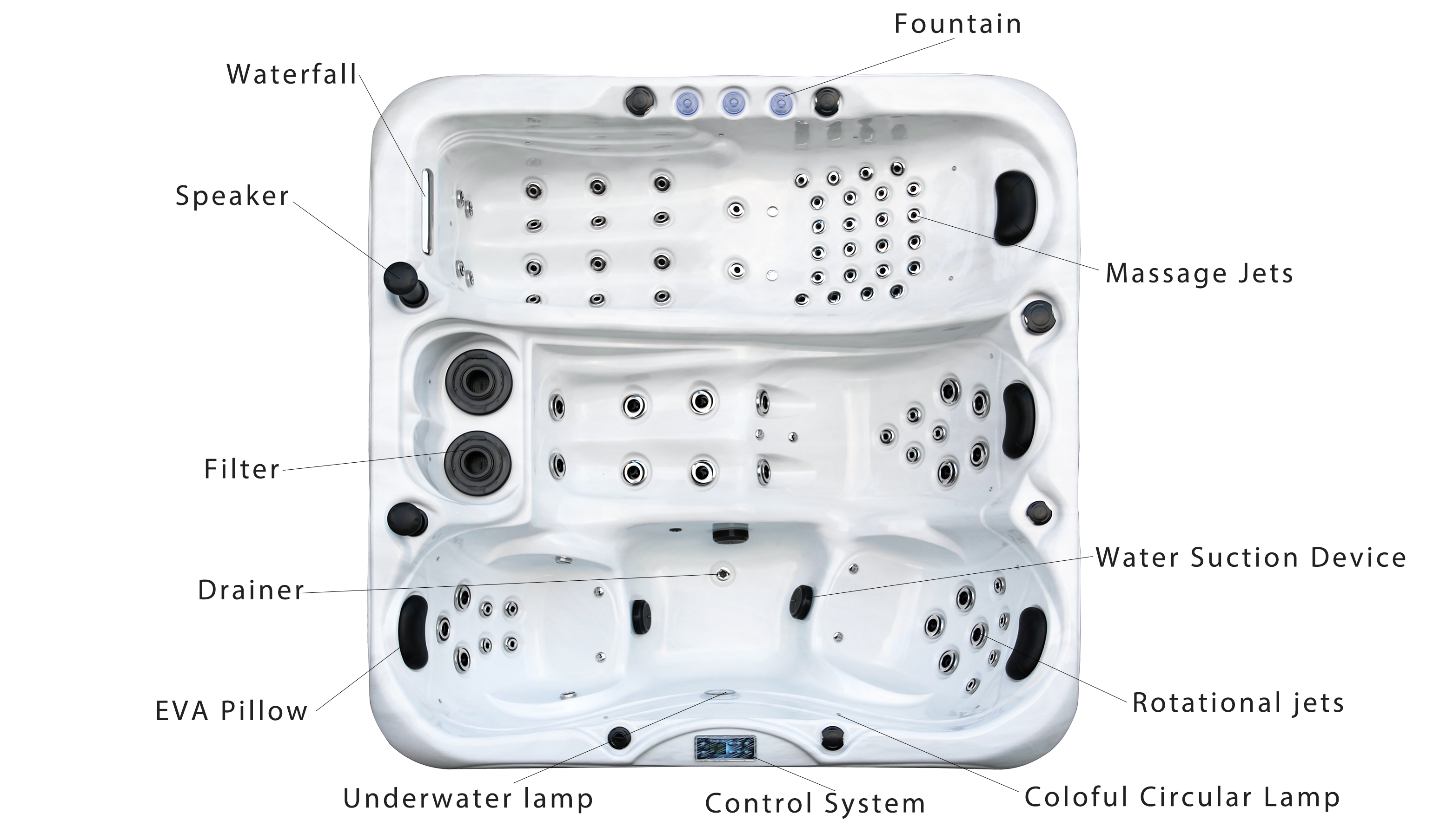 Luxury Garden 4 People Massage Hot Tub Spa Whirlpool Bathtub With Bluetooth