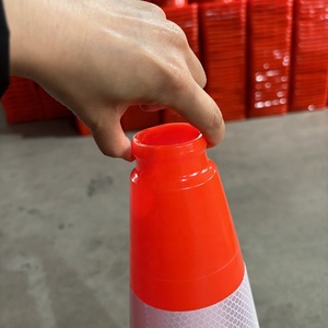Cono de Seguridad de Tráfico de PVC naranja reflectante de 75cm/30 \ "con base ponderada negra, producto de advertencia de carretera y cuello de estacionamiento - Product Image 4