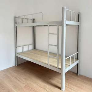 Lit superposé en métal robuste et moderne avec armoire et bureau, mobilier pour dortoirs et hôtels, lit robuste pour étudiants et adolescents - Product Image 3