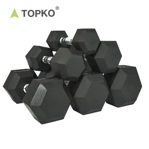 TOPKO Fitness Gym Use Coated Exercise Cast Steel Weights Hex Dumbbell Set