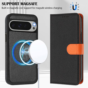 Étui <span class=keywords><strong>de</strong></span> téléphone en cuir à motif litchi détachable, <span class=keywords><strong>coque</strong></span> <span class=keywords><strong>de</strong></span> <span class=keywords><strong>protection</strong></span> <span class=keywords><strong>de</strong></span> luxe avec aimant pour Google <span class=keywords><strong>Pixel</strong></span> 10 Pro XL/9 Pro XL - Product Image 2