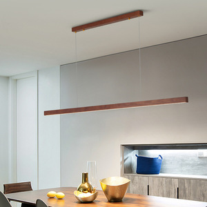<span class=keywords><strong>Suspension</strong></span> linéaire en noyer, luminaire LED moderne pour salle à manger et îlot de cuisine, <span class=keywords><strong>suspension</strong></span> réglable - Product Image 1