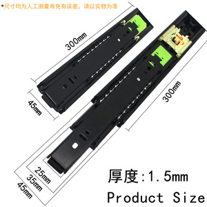 Glissière de tiroir à ressort autoportant à trois sections avec roulement à billes, 24 pouces, capacité de charge 51-100 kg, en acier, design moderne - Product Image 5
