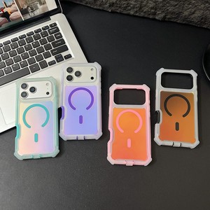 Funda Magnética para Teléfono Móvil con Diseño de Color Neón para iPhone 17 16 15 Pro Max, Textura Degradada Láser, Cubierta Trasera con Amortiguación de Aire - Product Image 2