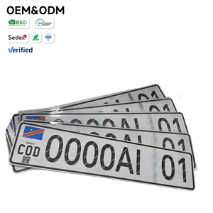 Placa <span class=keywords><strong>de</strong></span> Matrícula Reflectante Personalizada DRC, Muestra Gratuita, MOQ Bajo para Placas <span class=keywords><strong>de</strong></span> Matrícula Personalizadas del Gobierno - Product Image 1