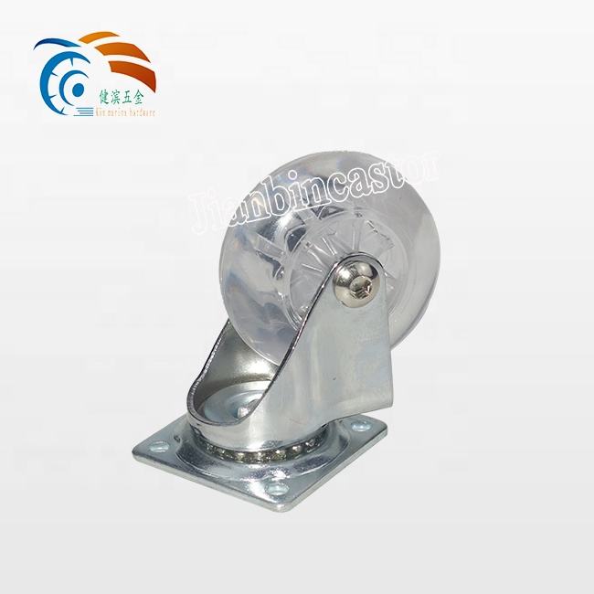 3 Transparent Swivel Steel Polypropylene Wheel Ball Bearing Office Chair Caster with 50kg Load Capacity and Swivel Brake