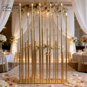 Magnifique <span class=keywords><strong>bougeoir</strong></span> en métal doré pour la décoration de mariage, toile de fond - Product Image 1
