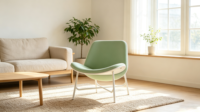 Fauteuil simple rembourré pour la maison, chaise de loisirs moderne, chaise de lecture confortable en métal blanc stable