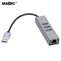 Base de Conexión 4 en 1 con 3 Puertos USB 3.0 y Adaptador Gigabit Ethernet para Laptop y Escritorio
