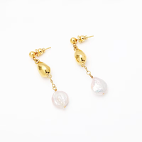 Boucles d'oreilles pendantes en laiton plaqué or 18 carats avec perles irrégulières personnalisées, style lustre, pour mariage, prix d'usine, vente en gros