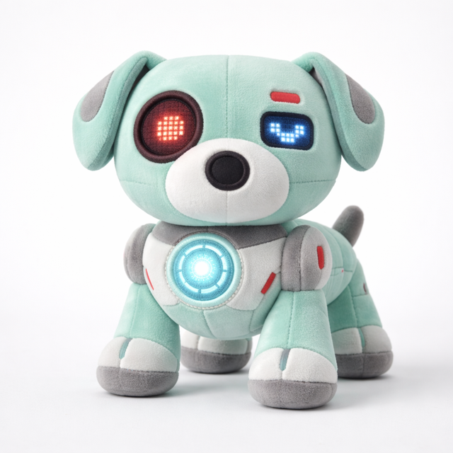 Custom Robotic Dog Plush Mascot with LED Lights and Interactive Features for Personalized Gifts and Promotional Use