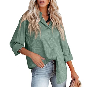 Blusa holgada de moda para <span class=keywords><strong>mujer</strong></span> de Color sólido <span class=keywords><strong>extra</strong></span> grande, sencilla, ecológica, de manga larga, informal, para verano, otoño, primavera, no tejida - Product Image 2