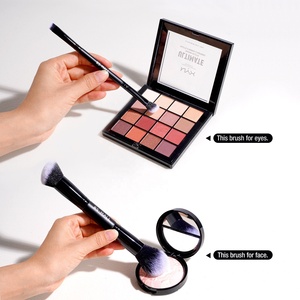 Pinceaux de maquillage BS-MALL, 12 pièces, ensemble de pinceaux professionnels à double extrémité, étiquette privée, ensemble de pinceaux de maquillage multifonctionnels noirs <span class=keywords><strong>avec</strong></span> sac - Product Image 4