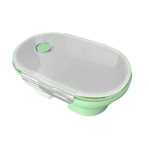 Multi-functional New 2-grid silicone bento <b>box</b> container Durable reusable tableware Bento <b>box</b> Foldable <b>lunch</b> <b>box</b> - Product Image 6