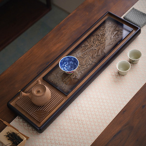 Bamboo <b>Tea</b> Tray Solid Wood Drainage Kung Fu <b>Tea</b> <b>Set</b> Dry Brewing Tray Irregular Shape Durable Afternoon <b>Tea</b> Use 2026 New Style - Product Image 2