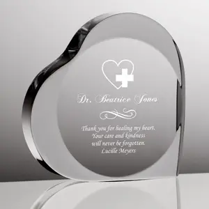 Trofeo personalizado de plexiglás con forma de corazón, acrílico, cristal, bloque de plaga, bloque independiente