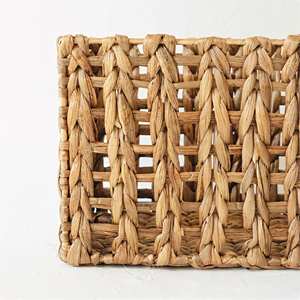 Handwoven <b>Rectangular</b> Water Hyacinth <b>Storage</b> Box Natural Straw Organizer Bin for Boho Home Decor and Shelf Organization - Product Image 4