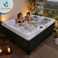 Baignoire Spa Whirlpool Personnalisable avec Jets d'Air et d'Eau, 23 Lumières LED, Jacuzzi, Baignoire de Massage avec 72 Jets pour 3 Personnes