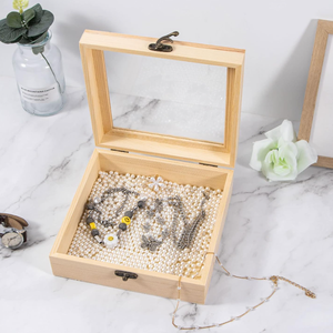 Petite boîte de rangement en bois peinte, boîte artisanale DIY, boîte de présentation multifonctionnelle sur le <span class=keywords><strong>thème</strong></span> de l'amour avec couvercle à charnières en verre - Product Image 4