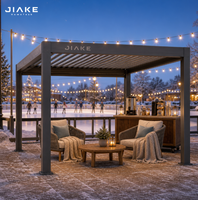 Pergola en aluminium Jiake 6063-T5 avec toit à lames motorisées pour cinéma en plein air, pelouse, patio, gazebo extérieur, pavillon, terrasse