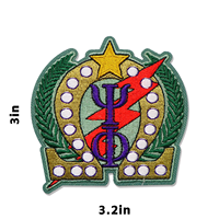 Écusson brodé en chenille auto-adhésif avec lettres grecques souples, nom des groupes d'usines certifiées, avec logo d'organisation personnalisé